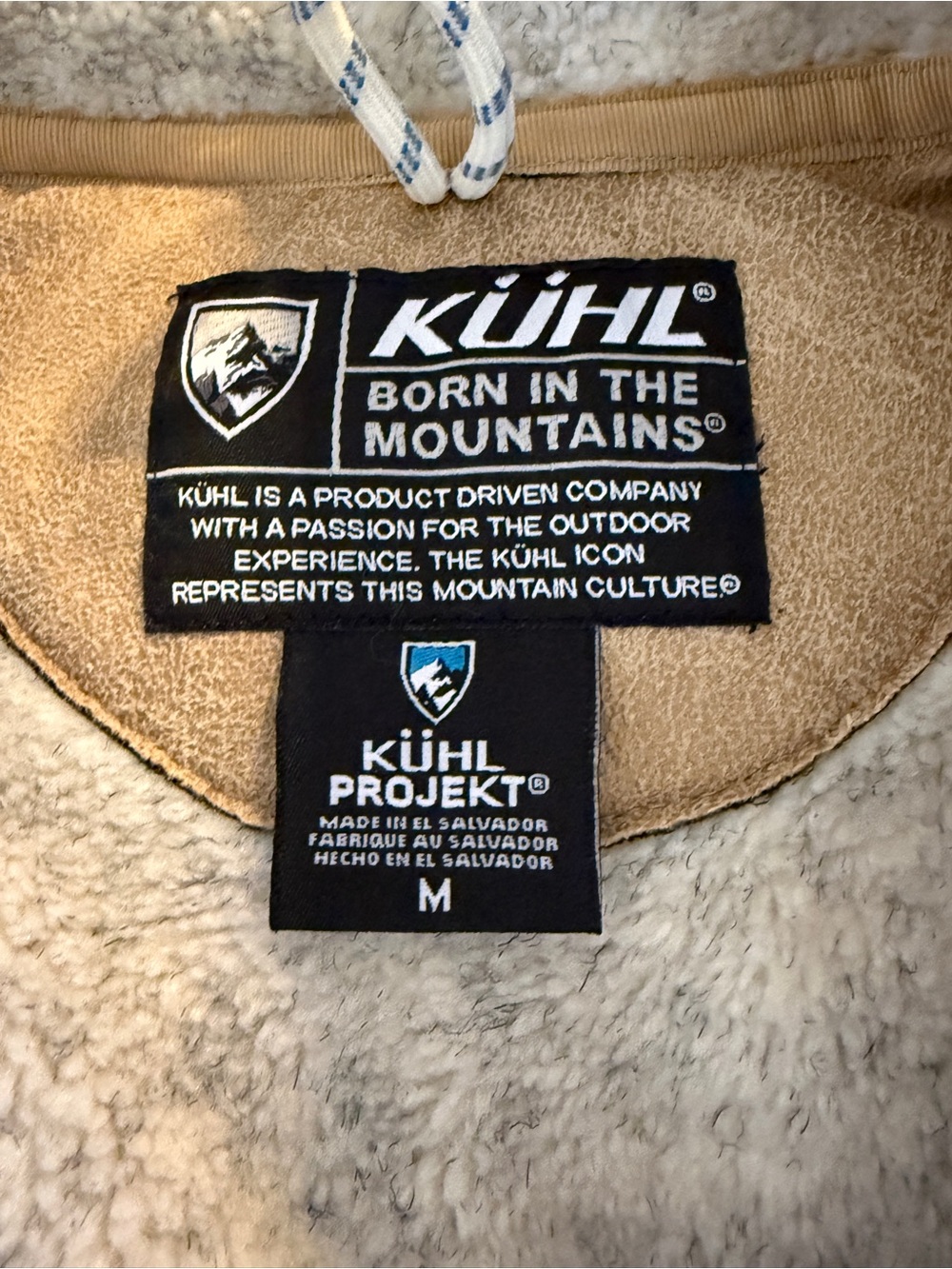 KÜHL Dani Sherpa Jacket Women’s M Tan Faux Suede Fleece Lined Hooded Full Zip - Picture 8 of 15